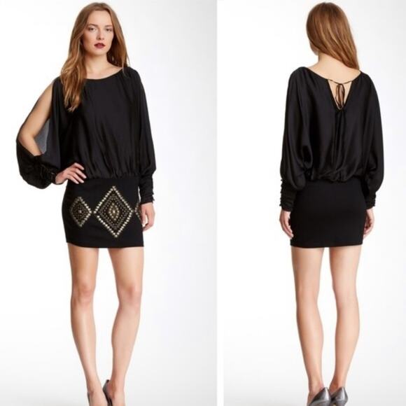 Hale Bob | Black Silk Dress With Beaded Front - Picture 8 of 8